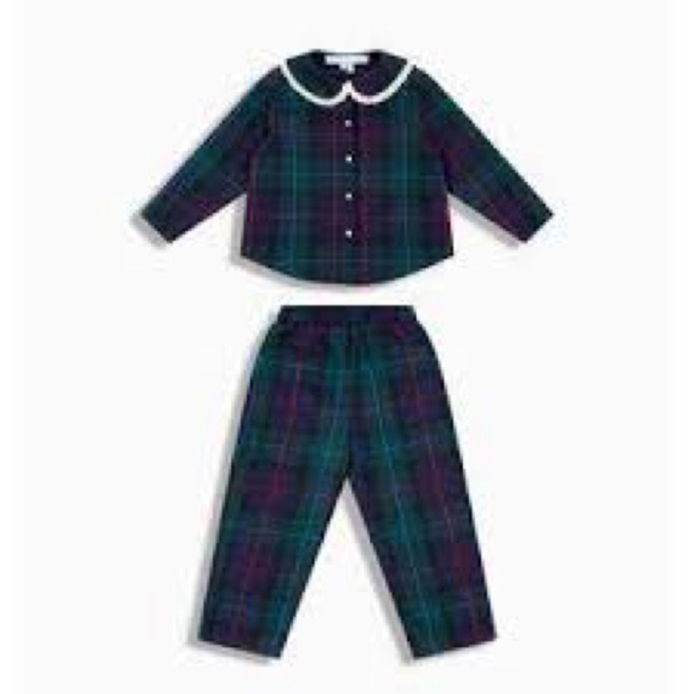 Hill House Home The Tiny Cypress Set in Juniper Tartan Size 9/10